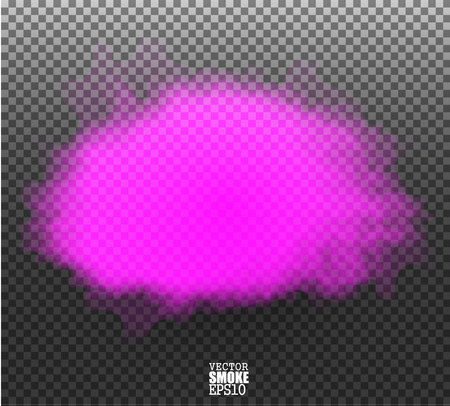 Purple Fog or smoke color isolated transparent special effect. White vector cloudiness, mist smog background. illustrationのイラスト素材