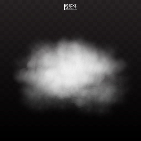 Fog smoke cloud isolated on transparent background. White smog effect closeup. Vector illustrationのイラスト素材