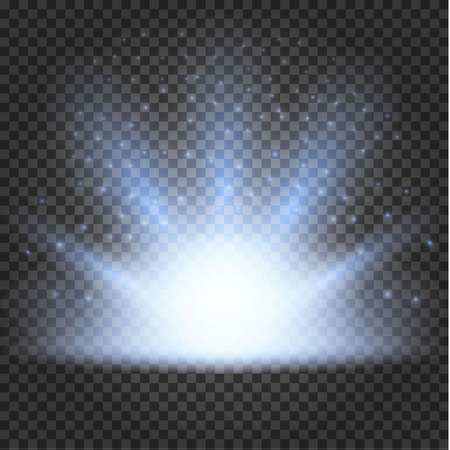 Glowing lights effect, flare, explosion and stars. Special effect isolated on transparent backgroundのイラスト素材