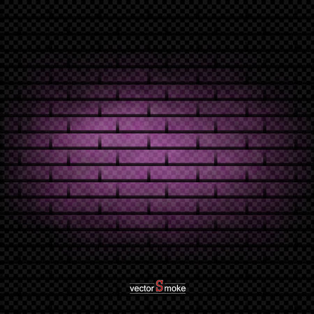 Brick wall background purple smoke. Vector realistic smoke on the transparent background.のイラスト素材