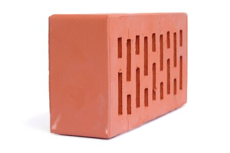 Perforated brick over white backgroundの写真素材