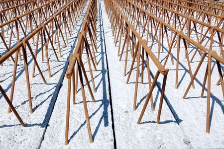Prefabricated concrete floor beams with embedded reinforcement bar systemの写真素材