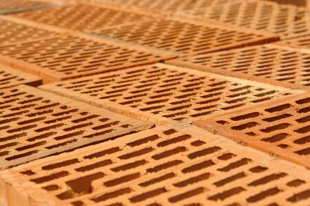 Closeup of perforated clay blocksの写真素材