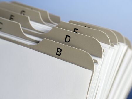 Closeup of revolving name card holder bookmarksの写真素材