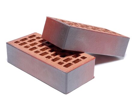 Two clinker bricks shot on white backgroundの写真素材