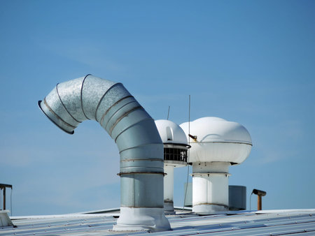 Plant roof with various outlets and exhaust pipes