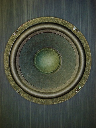 Closeup of audio bass speaker with grunge lookの写真素材