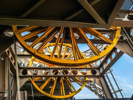 Closeup of Eiffel Tower lift gearの写真素材