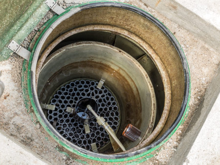 Closeup of biological treatment plant of domestic wastewater 