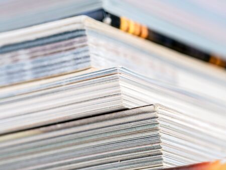 Cloeup of pile of booksの写真素材