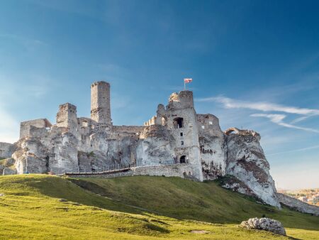 Ruins of medieval castle Ogrodzieniec, located on the Trail of the Eagles' Nest within the Krakow-Czestochowa Upland, Polandのeditorial素材