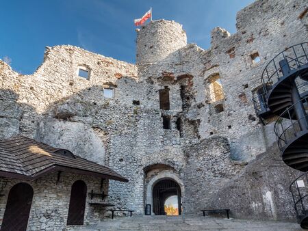 Ruins of medieval castle Ogrodzieniec, located on the Trail of the Eagles' Nest within the Krakow-Czestochowa Upland, Polandのeditorial素材