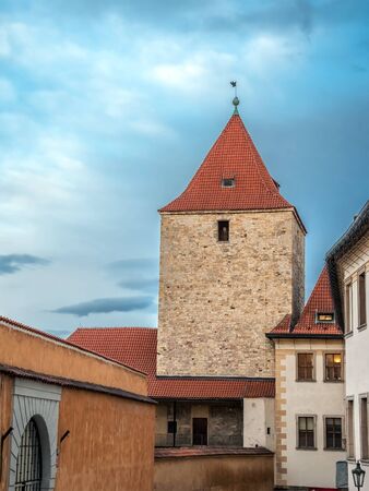 Romanesque Black tower in Hradcany - castle district. Prague. Czech Republicの写真素材