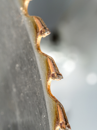 Closeup of used and dull saw bladeの写真素材