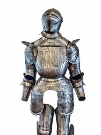 Medieval knight armor suit shot on whiteの写真素材