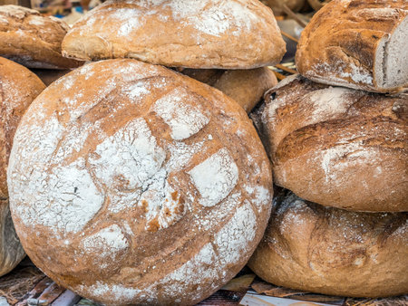 Bunch of crispy loaves of bread