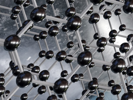 3d rendering of graphene molecular structure - hexagonal geometric form 