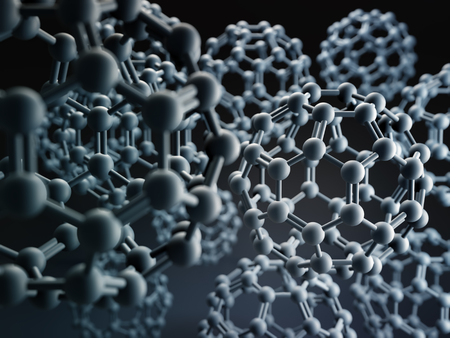 3d rendering of spherical fullerane moleculesの写真素材