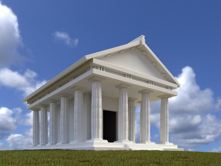 3D render of classic Greek stone temple agains the skyの写真素材