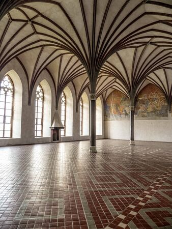 Gothic cloister canopy of Teutonic Malbork castle in Pomerania region,Poland. It is the largest brick fortress in the worldのeditorial素材