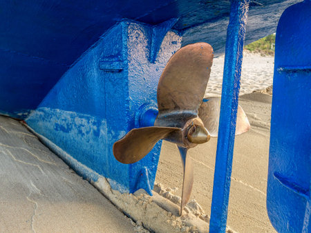 Closeup of fishing boat screw propellerの写真素材