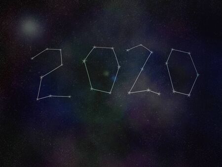 Illustration of New Year 2020 date over star galaxyの写真素材