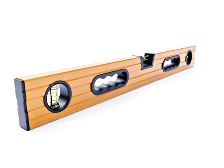 Yellow spirit level shot on white