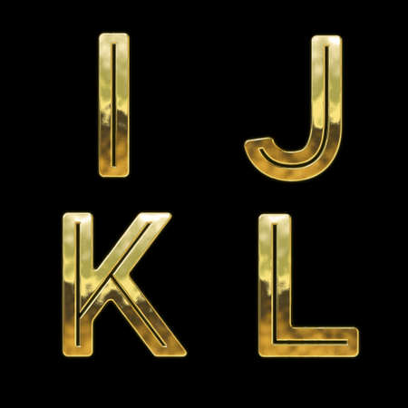 3D rendering of Modern style golden font alphabet - letters ILの写真素材