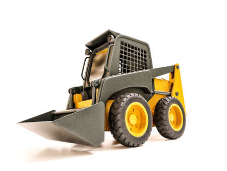 3D rendering of compact earth loader on white backgroundの写真素材