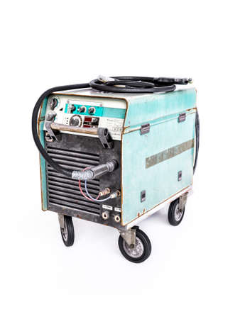 3D rendering of old MIG welding machine on white backgroundの写真素材