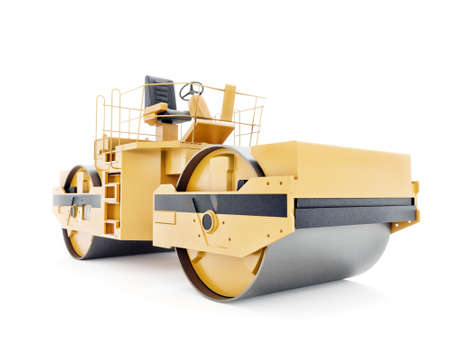 3d rendering of asphalt compactor on white backgroundの写真素材