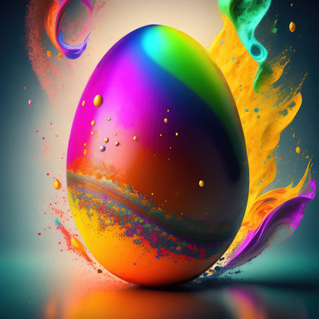 Illustration of abstract splash easter egg in vivid colorsの写真素材