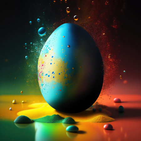 Illustration of abstract splash easter egg in vivid colorsの写真素材