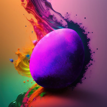 Illustration of abstract splash easter egg in vivid colorsの写真素材