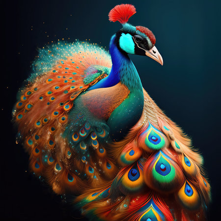 Illustration of magnificent peackock in its all color gloryの写真素材