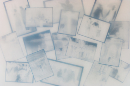 Background composed of old negative photosの写真素材
