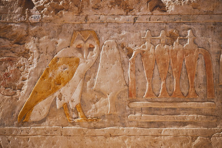 Egyptian hieroglyphs. Ancient symbols. Historical background. Ancient Egyptian signs. Symbol of the...