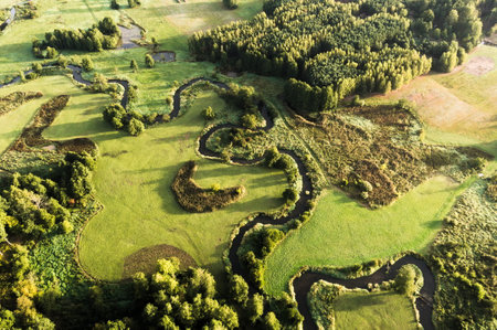 Rawka River Valley, BolimÃ³w Landscape Park, Rawka Reserve, Polandの写真素材