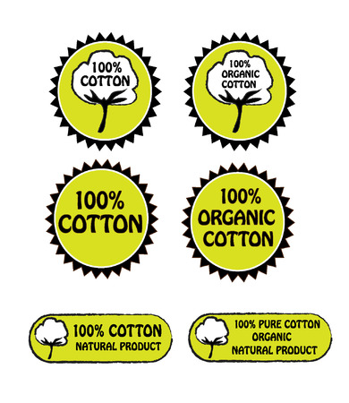 Cotton and organic cotton labelsのイラスト素材