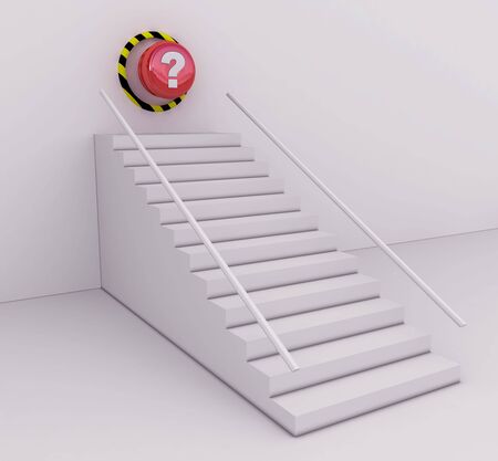 The red button of the help on a ladderの写真素材