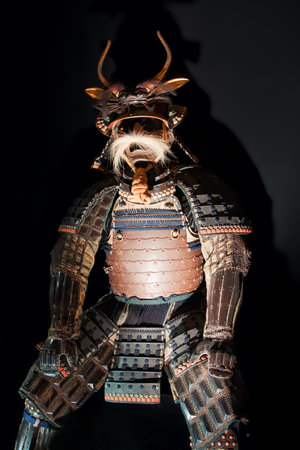 historic samurai armor on black