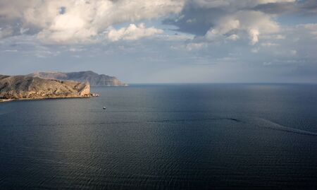 Black sea landscape, view on promontory, evening, Crimeaの写真素材