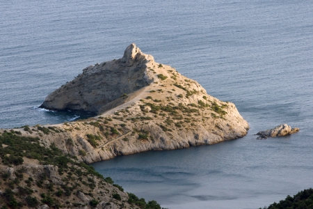 Crimea mountains and Black sea landscape, eveningの写真素材