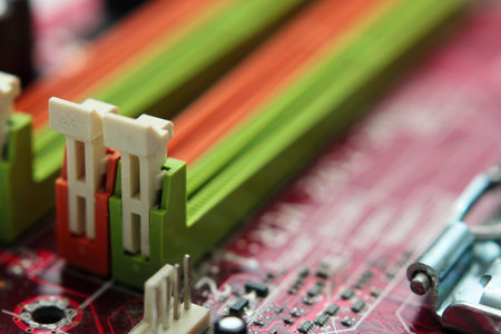 Computer parts close-up abstract background. Selective focusの写真素材