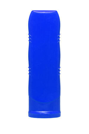 Blue tube bottle of sunscreen, shampoo, conditioner, hair rinse, gel isolated.の写真素材