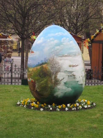 Prague Easter market giant eggの写真素材