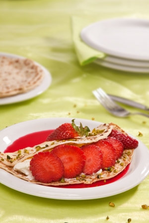 Fresh crepe with strawberriesの写真素材