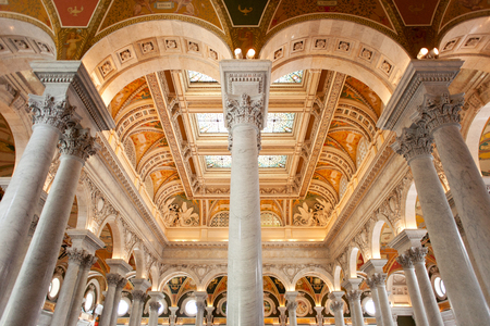 ceiling and columns in library of congressのeditorial素材