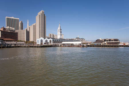 Ferry Building in San Francisco, USA, views from The Pier viewpointの写真素材