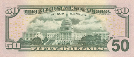 United States Capitol building on one dollar bill, Washington DC, USA
